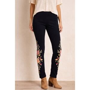 Johnny Was Celina Embroidered Floral Leggings Boho Yoga Pants XS
